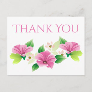 Watercolor Thank You Floral Pink Purple Flower Postcard