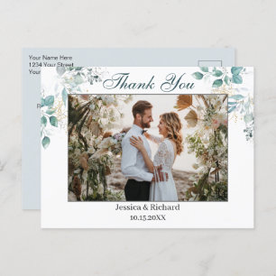 Watercolor Thank You PHOTO Postcard