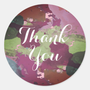 Watercolor Thank You Violet  Splatter Brush Classic Round Sticker