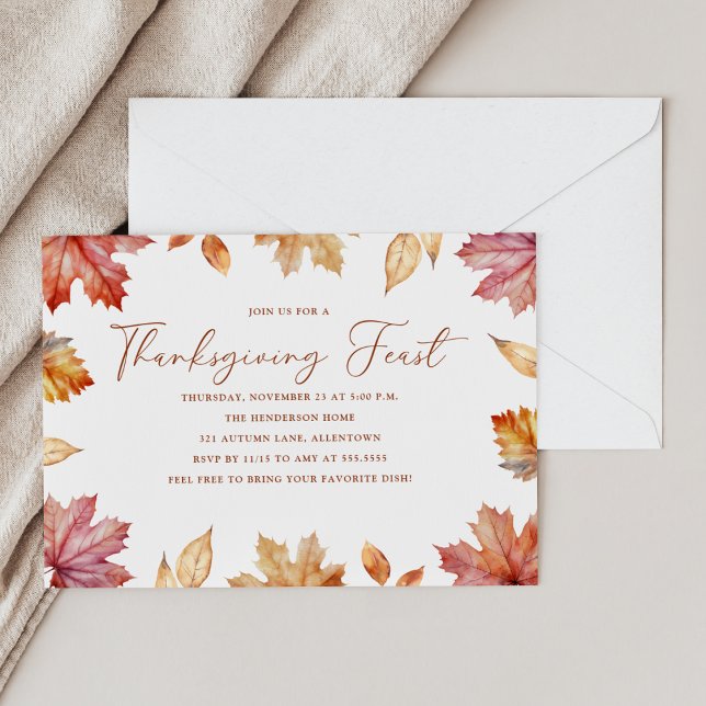 Watercolor Thanksgiving Feast Autumn  Invitation (Creator Uploaded)