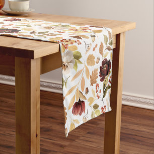 Watercolor Thanksgiving Floral Long Table Runner