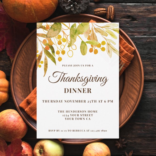 Watercolor Thanksgiving Invitation (Creator Uploaded)