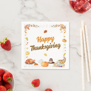 Watercolor Thanksgiving Napkin
