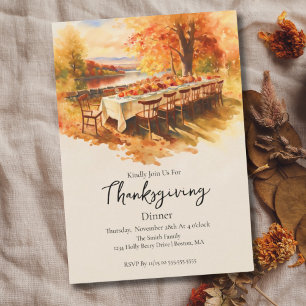 Watercolor Thanksgiving Outdoor Table Invitation