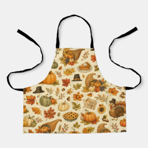 Watercolor Thanksgiving Pattern Apron