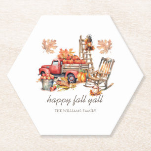 Watercolor Thanksgiving Personalised Paper Coaster
