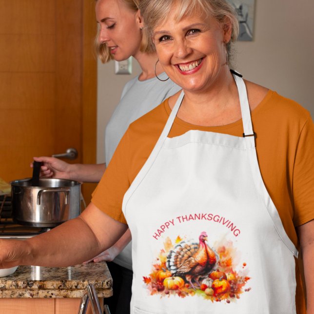 Watercolor Thanksgiving Turkey and Pumpkins  Standard Apron (Creator Uploaded)