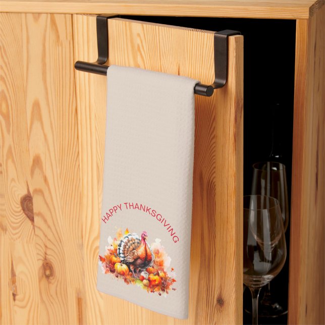 Watercolor Thanksgiving Turkey and Pumpkins  Tea Towel (Creator Uploaded)