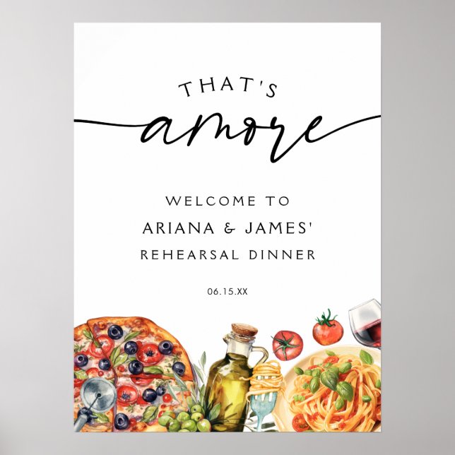 Watercolor Thats Amore Italian Food  Poster (Front)