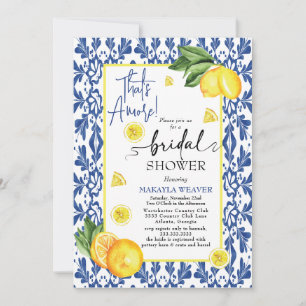 Watercolor That's Amore Lemon Bridal Shower Invitation