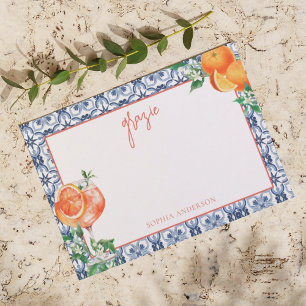 Watercolor That's Amore Spritz Bridal Shower Thank You Card