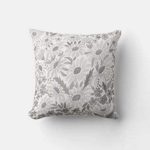 Watercolor . The flowers of the field . Chamomile Cushion