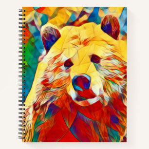 Watercolor Theme Colourful Digital Bear Notebook