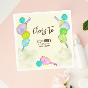 Watercolor Theme Pickleball Light Birthday Party Napkin
