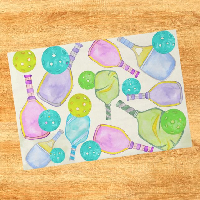 Watercolor Theme Pickleball Sports Birthday Party Tissue Paper (Creator Uploaded)