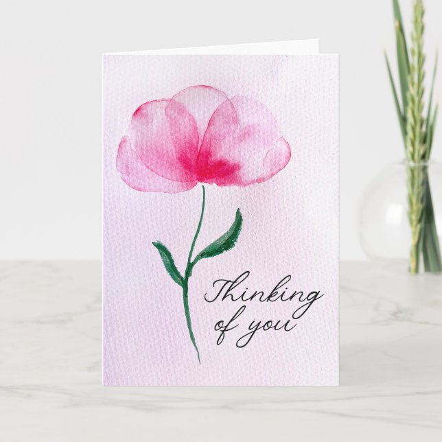 Watercolor Thinking of You Sympathy Floral Card (Front)