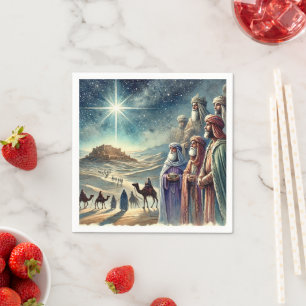 Watercolor Three Wise Men Nativity Decoupage Napkin
