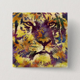 Watercolor Tiger 15 Cm Square Badge