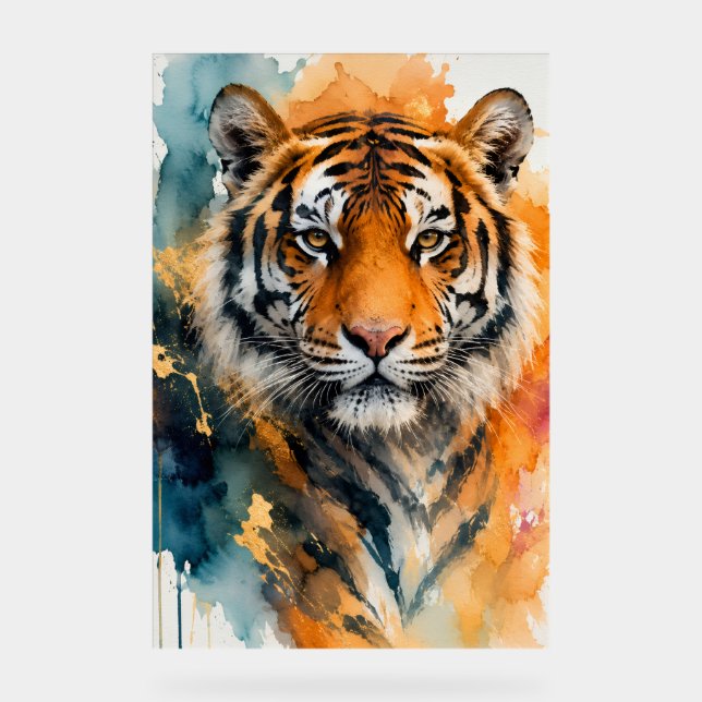 Watercolor Tiger Acrylic Sign (Front)