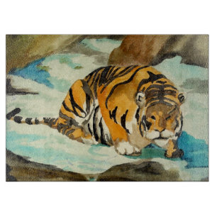 Watercolor Tiger Cutting Board