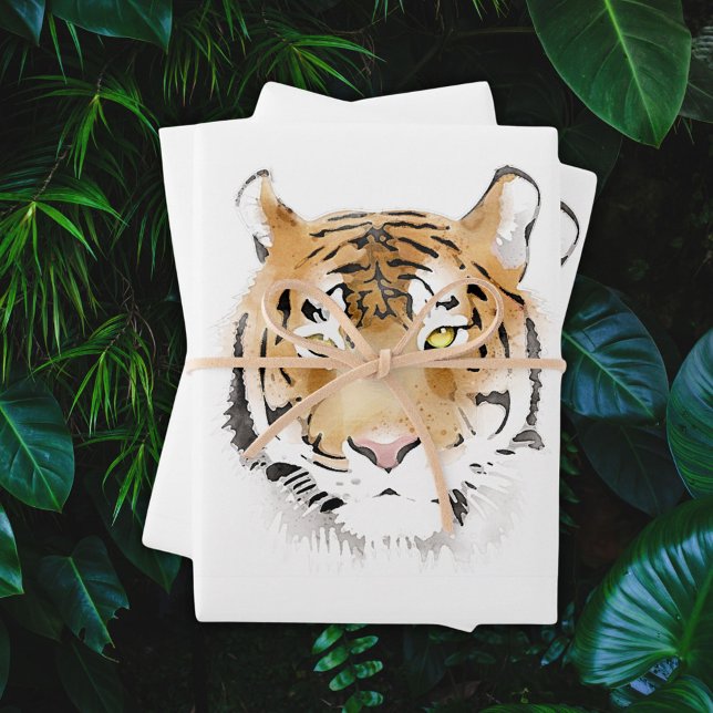 Watercolor Tiger Head Animal Wrapping Paper Sheet (Creator Uploaded)