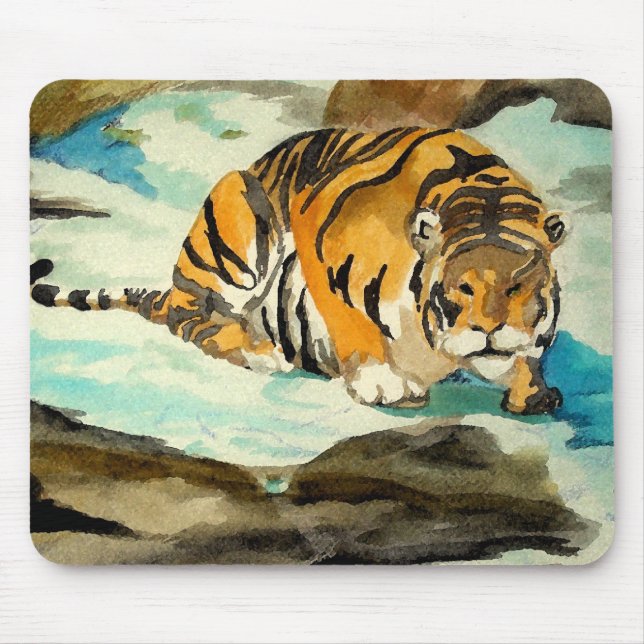 Watercolor Tiger Mouse Pad (Front)