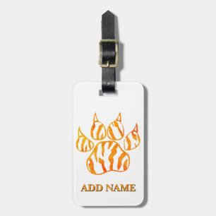 Watercolor Tiger Paw Print Custom Luggage Tag