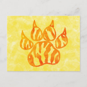 Watercolor Tiger Paw Print Custom Postcard