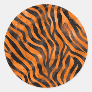 Watercolor Tiger Print Classic Round Sticker