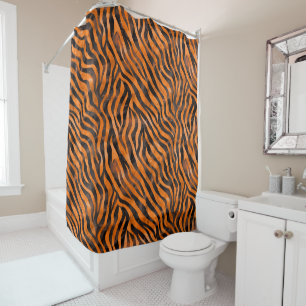 Watercolor Tiger Print Shower Curtain