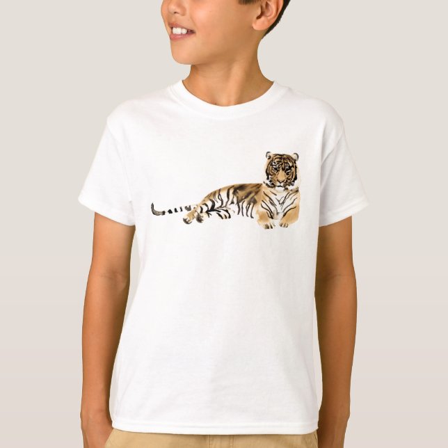Watercolor Tiger Resting T-Shirt (Front)