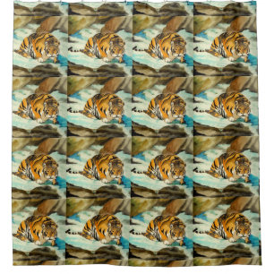 Watercolor Tiger Shower Curtain