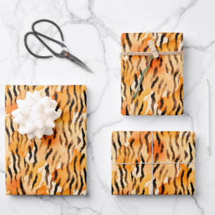 Watercolor Tiger Stripes Wrapping Paper Sheet