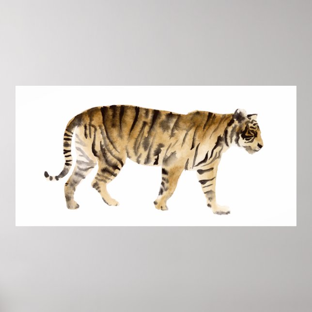 Watercolor Tiger Walking Poster (Front)