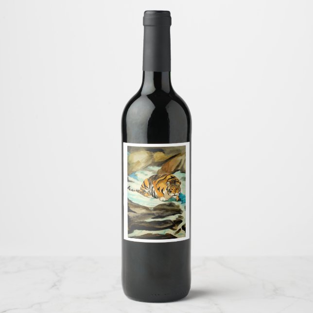 Watercolor Tiger Wine Label (Front)