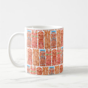 Watercolor tiki hawaii totem seamless pattern coffee mug