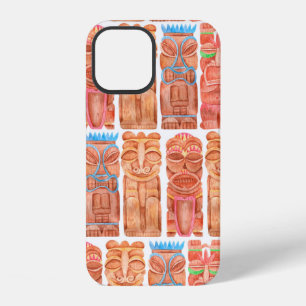 Watercolor tiki hawaii totem seamless pattern iPhone 12 case