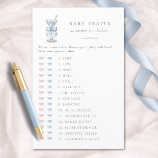 Watercolor Tini Boy Baby Shower Game Baby Trivia