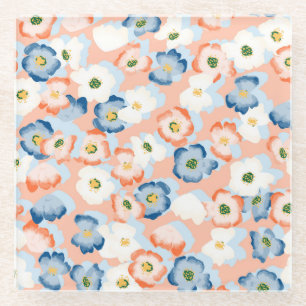 Watercolor Tiny Flowers: Vintage Pattern Glass Coaster