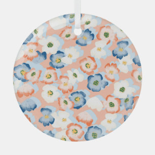 Watercolor Tiny Flowers: Vintage Pattern Glass Tree Decoration