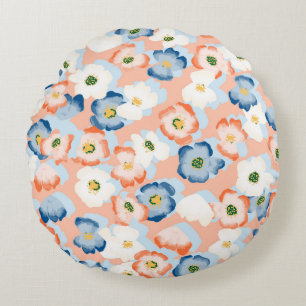 Watercolor Tiny Flowers: Vintage Pattern Round Cushion