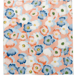 Watercolor Tiny Flowers: Vintage Pattern Shower Curtain