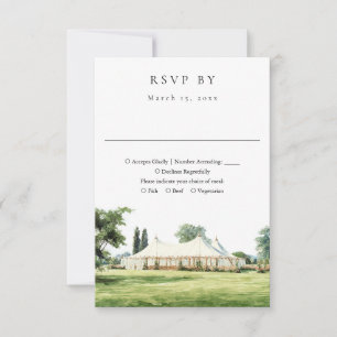 Watercolor Tipi Marquee Garden Outdoor Wedding RSVP Card