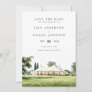 Watercolor Tipi Marquee Garden Outdoor Wedding Save The Date