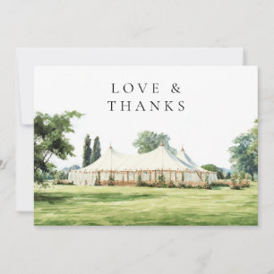 Watercolor Tipi Marquee Garden Wedding Photo Thank You Card