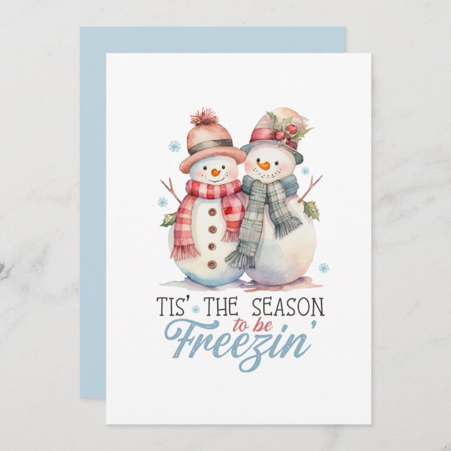 Watercolor tis the Season to freezin Invitation (Front/Back)