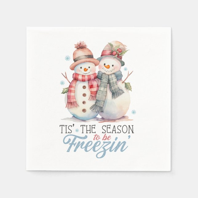 Watercolor tis the Season to freezin Napkin (Front)
