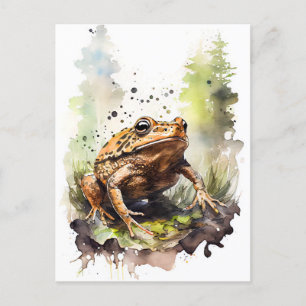 Watercolor Toad Crawling Through the Meadow Postcard