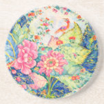 Watercolor Tobacco Leaf China Inspired  Coaster<br><div class="desc">These gorgeous coasters are adorned with a watercolor design inspired by Antique Rose China</div>