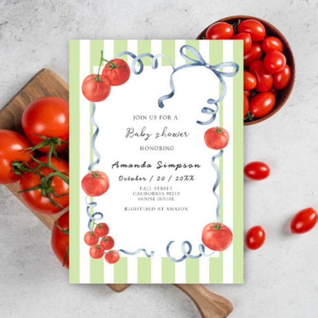 Watercolor Tomato Baby Shower Invitation (Creator Uploaded)